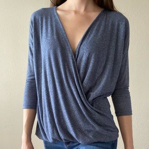 Abercrombie and Fitch Drape Blue Knit 3/4 Sleeve